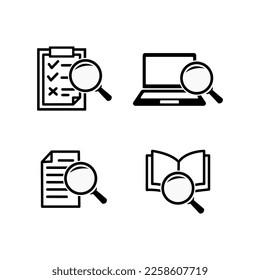 Case Studies Icons set. Vector search icon