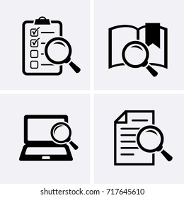 Case Studies Icons set. Vector search icon
