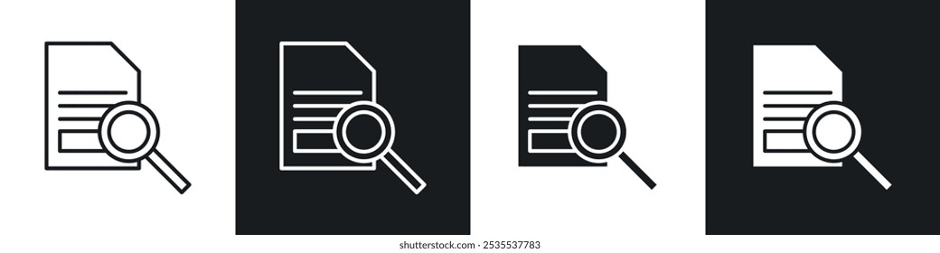Case studies vector icon set in black and white. EPS 10 illustration 3