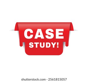 Case study banner red, colorful vector, advertising or business concept.
