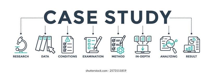 Case study banner web icon concept for business analysis and education