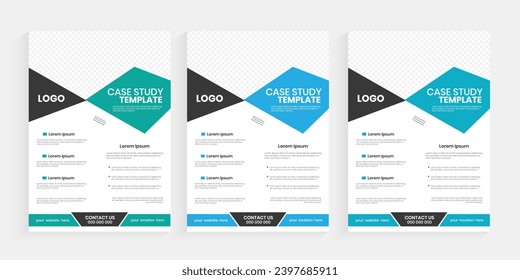 Case study business flyer design, corporate marketing vertical print leaflet, minimal style creative case study handout design