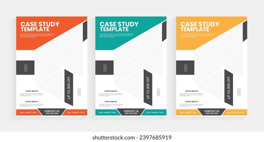 Case study business flyer design, corporate marketing vertical print leaflet, minimal style creative case study handout design