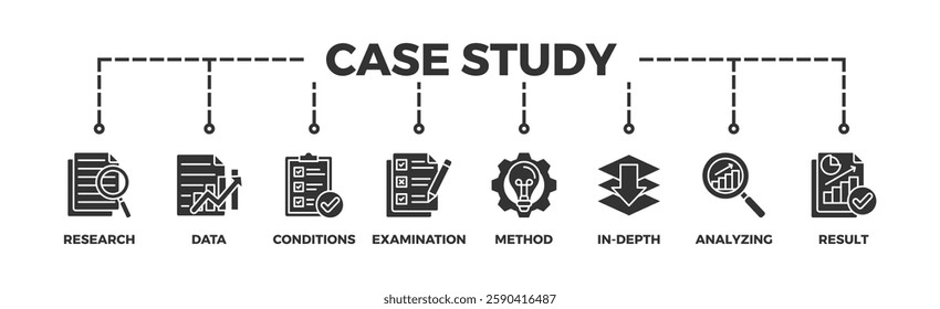 case study, business, case, research, concept, study icon set. Outline icons collection. Simple vector illustration	