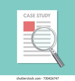 Case Study Concept With Magnifying Glass. Vector Illustration.