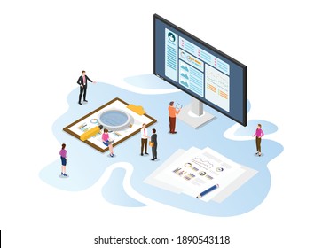 case study concept with modern isometric or 3d style