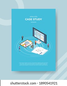 case study concept for template banner and flyer for printing with isometric style