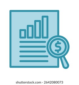 Case Study dual tone blue color, mini illustration icon. use for modern concept, print, UI, UX kit, web and app development. Vector related to product offering, marketing, business.
