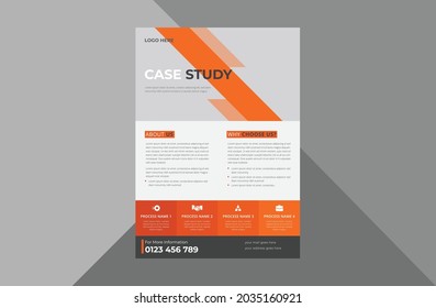 case study flyer design template. case study cover poster leaflet design.  a4 template, brochure design, cover, flyer, poster, print-ready