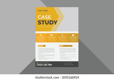 case study flyer design template. case study cover poster leaflet design.  a4 template, brochure design, cover, flyer, poster, print-ready