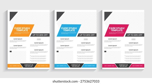 Case study flyer design template, corporate marketing flier, poster, report, and handout.