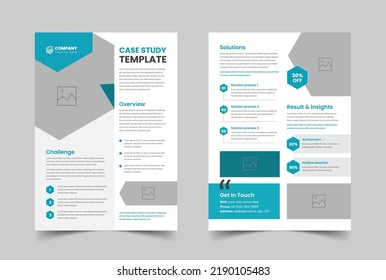 Case Study Flyer Design vector template, Business Case Study Booklet Layout, Double Side Flyer