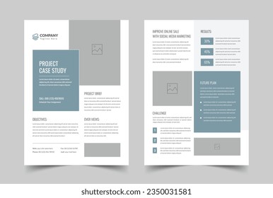 Case Study Flyer Design vector template, Business Case Study Booklet Layout, Double Side Flyer