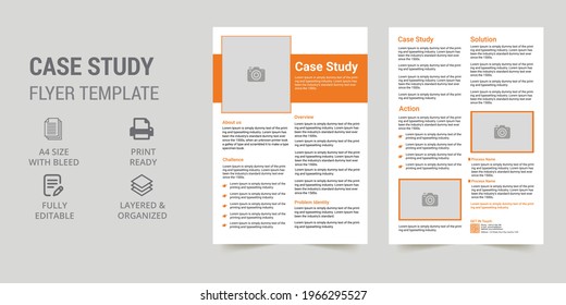 Case study flyer template design A4 size. Flyer Template with Case Study. Booklet template design.