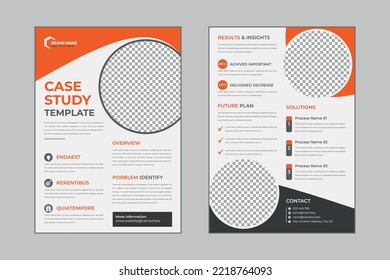 Case study flyer template design for corporate business project with mockup