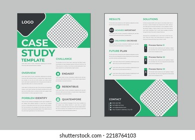 Case study flyer template design for corporate business project with mockup