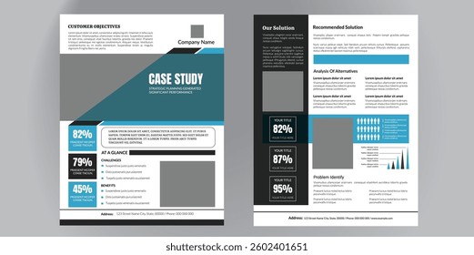 Case Study Flyer Template – Professional and Customizable Design. Perfect for showcasing success stories, business achievements, and project results in a professional layout.