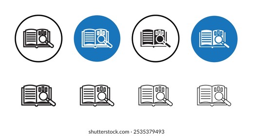 Ícone de estudo de caso Conjunto de logotipo de vetor de arte de linha preta