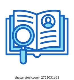 Ícone de estudo de caso Ilustração de vetor de estilo de cor azul