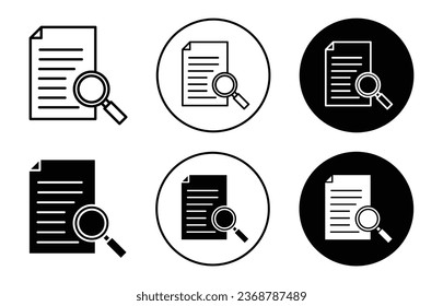 case study icon. Business report analysis or quality check with magnifier glass lens symbol. Document paper data research to find vector. Case study  page line logo.