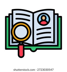 Ícone de estudo de caso Ilustração de vetor de estilo de cor linear