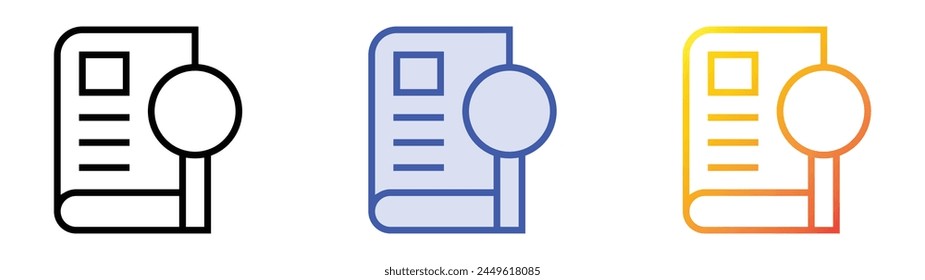 case study icon. Linear, Blue Fill and Gradient Style Design Isolated On White Background