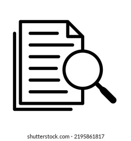 Case study icon. Looking for a work icon. Searching document icon.