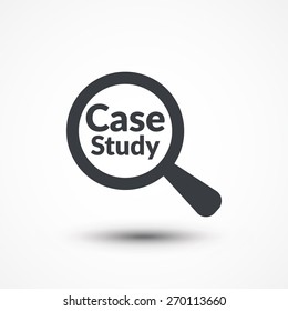 Case Study Icon. Magnifying Glass With Words Case Study On White Background