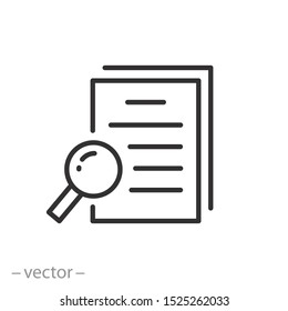 case study icon, research analysis, marketing, thin line web symbol on white background - editable stroke vector illustration eps 10