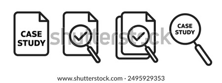 Case study icon set. searching document vector icon.