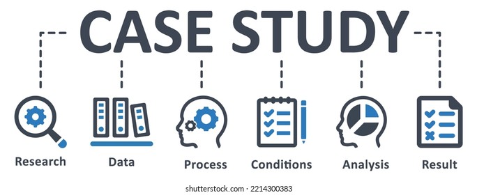 Icono de estudio de caso - ilustración vectorial. Caso, estudio, investigación, análisis, datos, condiciones, examen, infografía, plantilla, presentación, concepto, banner, pictograma, conjunto de iconos, iconos.