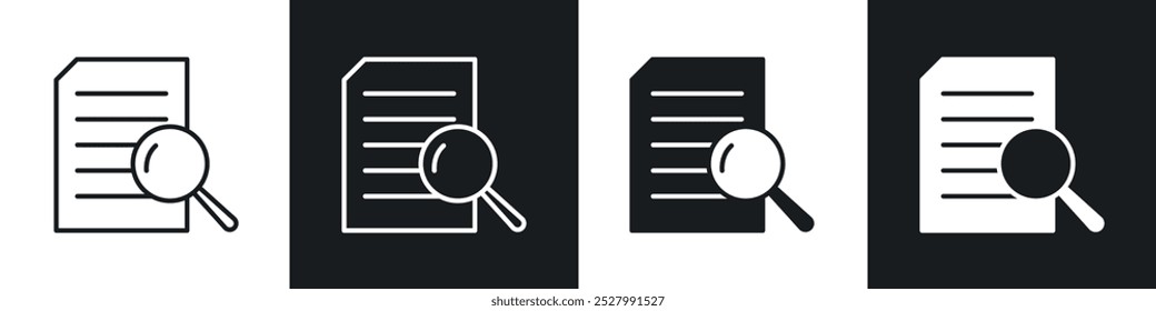 Case study icon vector icon set black filled and outlined style.