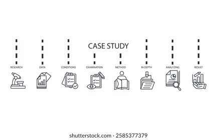 case study icons set isolated on White Background Flat style design