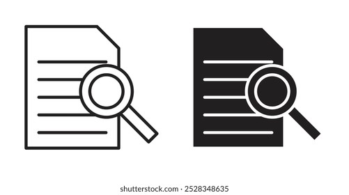 Case study icons. Vector set in filled and line style.