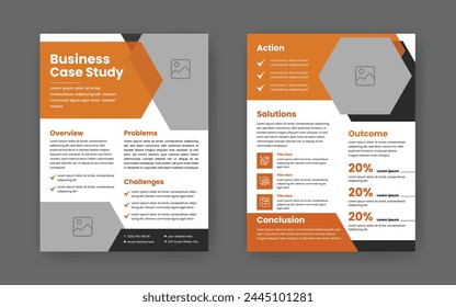 Case Study Layout Flyer. Minimalist Business Report with Simple Design. Yellow and Black Color Accent.