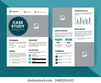 Case Study Layout Flyer. Minimalist Business Report with Simple Design. Yellow and Black Color Accent.