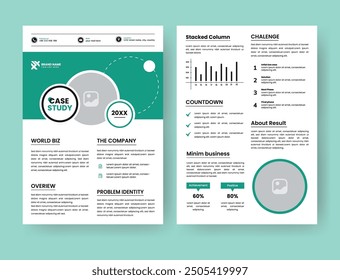 Case Study Layout Flyer. Minimalist Business Report with Simple Design. 