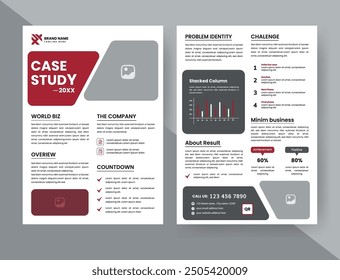 Case Study Layout Flyer. Minimalist Business Report with Simple Design. 