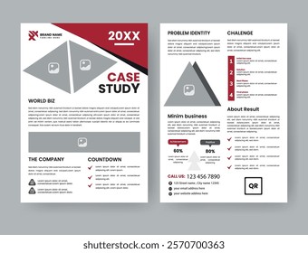 Case Study Layout Flyer. Minimalist Business Report with Simple Design. Yellow and Black Color Accent.