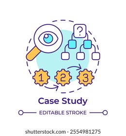 Case study multi color concept icon. Data management, organization. Hierarchy, structure. Round shape line illustration. Abstract idea. Graphic design. Easy to use in infographic, presentation