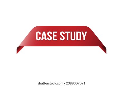 Case study red ribbon label banner. Open available now sign or Case study tag.