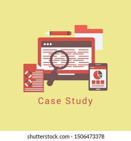 Case study research concept. Flat style vector illustration