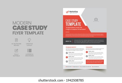 Case Study Template | Business Case Study Booklet Layout with blue elements | Double Side Flyer Template