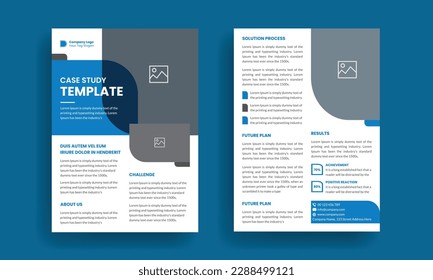 Case study template. Business case study booklet with creative layout. Double side flyer design