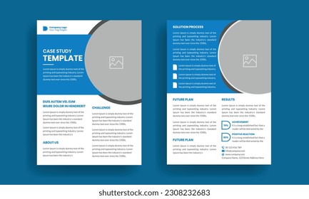 Case study template. Business case study booklet with creative layout. Double side flyer design