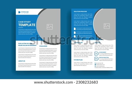 Case study template. Business case study booklet with creative layout. Double side flyer design