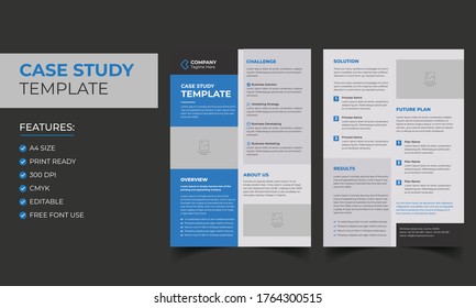 Case Study Template. Corporate Modern Business Double Side Flyer and Poster Template. Colorful cover business brochure vector design.