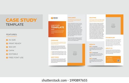 Case Study Template. Corporate Modern Business Double Side Flyer and Poster Template. Colorful booklet design.