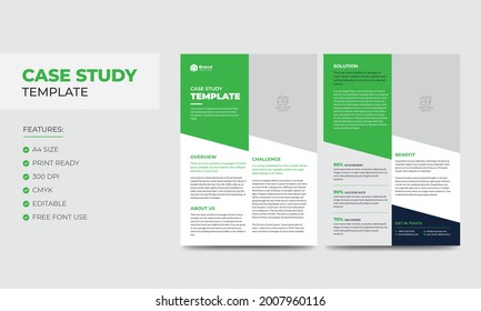 Case Study Template. Corporate Modern Business Double Side Flyer and Poster Template. Colorful booklet design