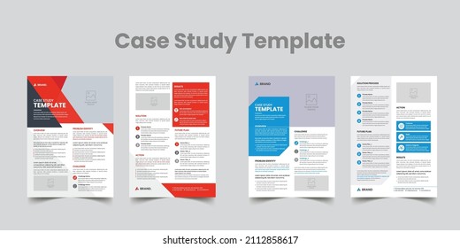 Case study template with flyer brochure cover. corporate company annual report design and booklet